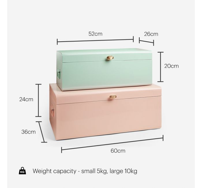 Review: Set of 2 Mint Green & Pink Steel Trunks from Beautify