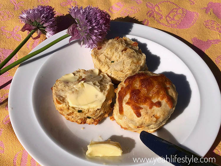 Cheese and Chive Scones (with leftover Pepperoni) Recipe