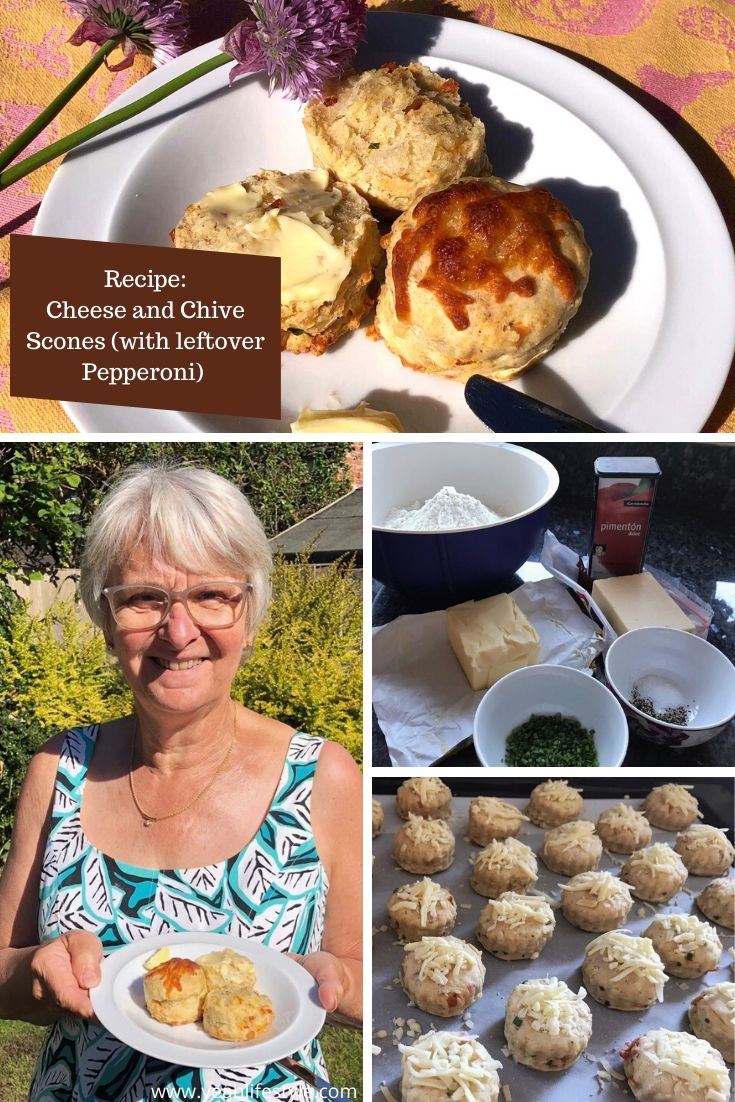 Cheese and Chive Scones (with leftover Pepperoni) Recipe