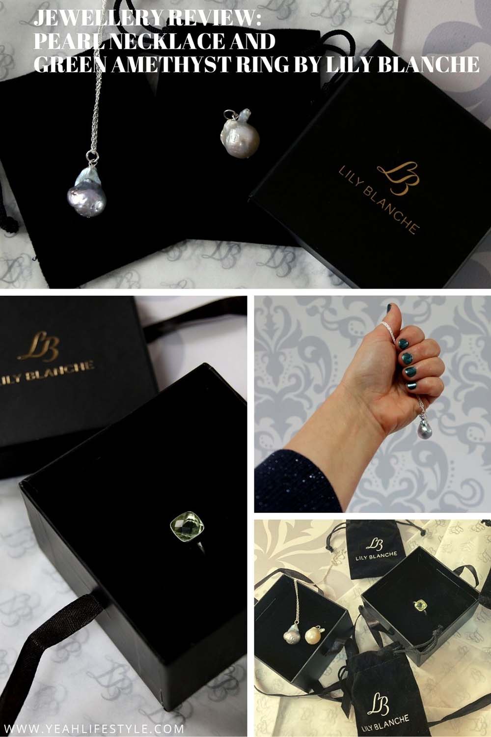 Jewellery Review: Pearl Necklace and Green Amethyst Ring by Lily Blanche