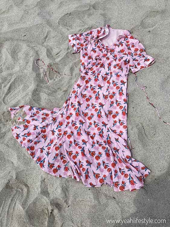 Floral dress on sand