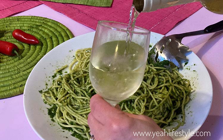 Blanville Vermentino paired with the Pesto Pasta Recipe