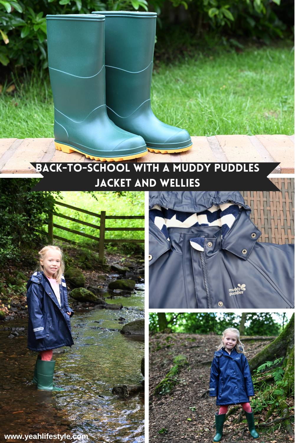 Back-to-School with a Muddy Puddles Jacket and Wellies